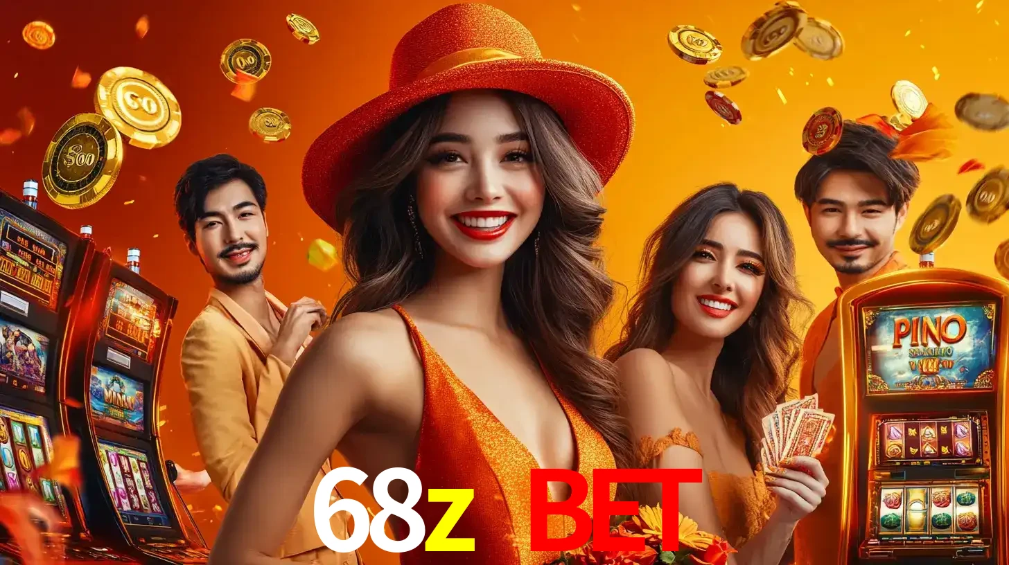 Grupo de amigos asiáticos sorrindo e se divertindo com máquinas de caça-níqueis em um ambiente festivo, celebrando suas vitórias nos jogos de cassino do 68z bet.