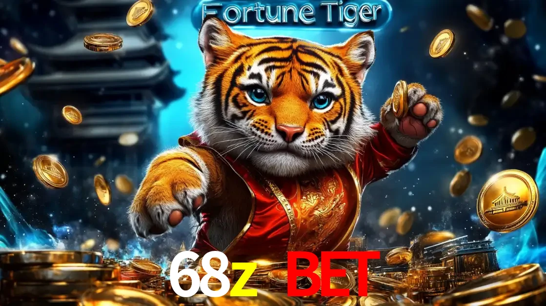 Imagem promocional do jogo de slot Fortune Tiger, com um tigre majestoso em traje tradicional cercado por uma fortuna em moedas de ouro, disponível agora no cassino 68z bet.